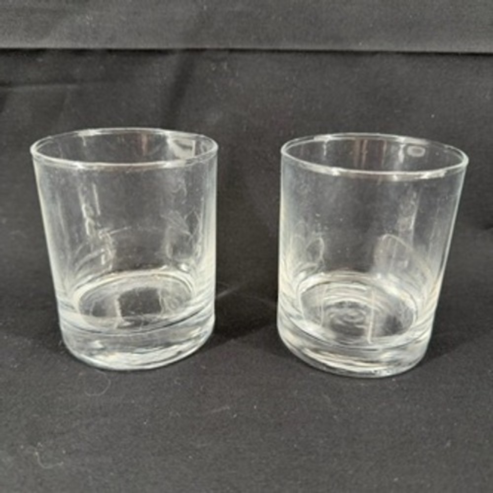 Deli Glass Clear Lowball Rocks Glasses‎ Set of 2 Minimalist Barware 3.5in H